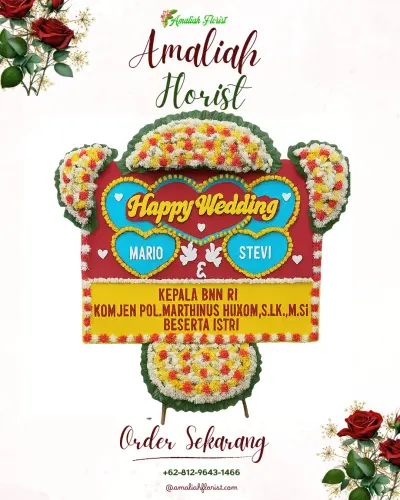 Karangan Papan Bunga Pernikahan di Kalukuang